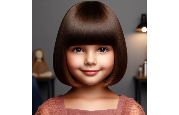 10. Bowl Cuts on Girl Kid with Short Hairs-Simple and Easy Hairstyle for Kids (Girls)