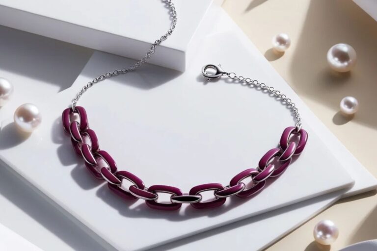 j crew raspberry purple enamel link strand necklace